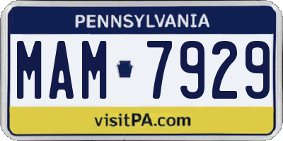 PA license plate MAM7929