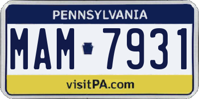 PA license plate MAM7931