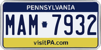 PA license plate MAM7932
