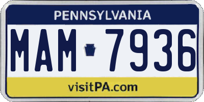 PA license plate MAM7936