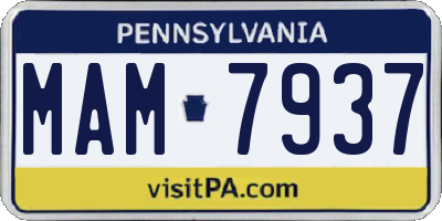 PA license plate MAM7937
