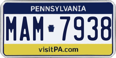 PA license plate MAM7938
