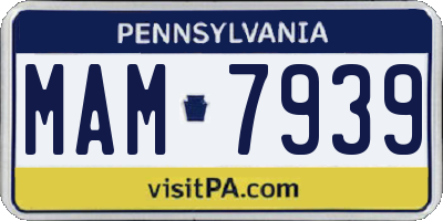 PA license plate MAM7939