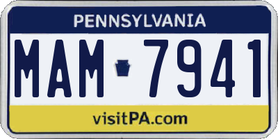 PA license plate MAM7941