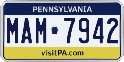 PA license plate MAM7942