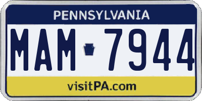 PA license plate MAM7944