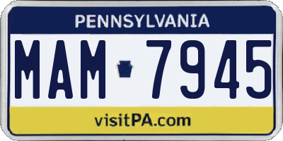 PA license plate MAM7945