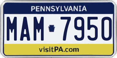 PA license plate MAM7950