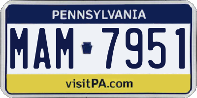 PA license plate MAM7951