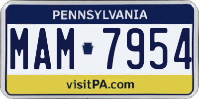 PA license plate MAM7954