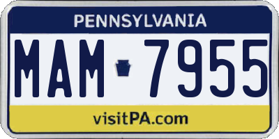 PA license plate MAM7955