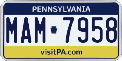 PA license plate MAM7958