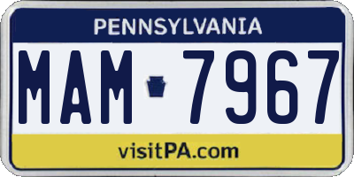 PA license plate MAM7967
