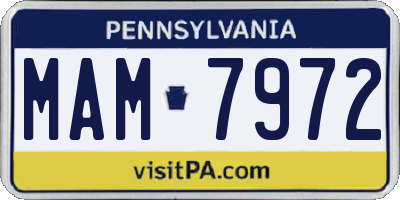 PA license plate MAM7972