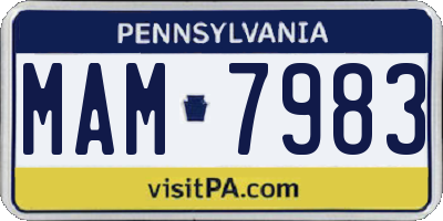 PA license plate MAM7983