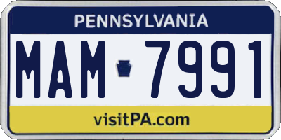 PA license plate MAM7991