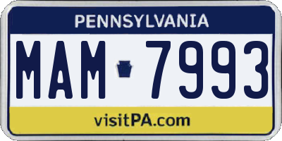 PA license plate MAM7993