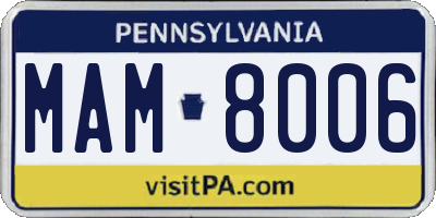 PA license plate MAM8006