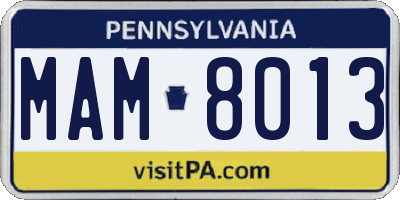 PA license plate MAM8013