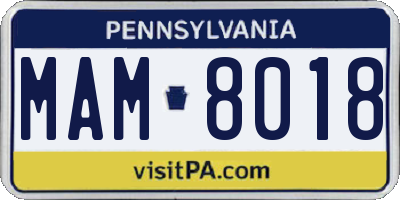 PA license plate MAM8018