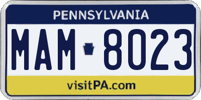 PA license plate MAM8023