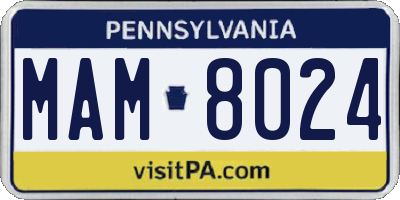 PA license plate MAM8024