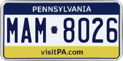 PA license plate MAM8026