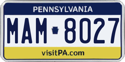 PA license plate MAM8027