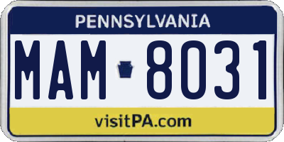 PA license plate MAM8031
