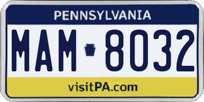 PA license plate MAM8032