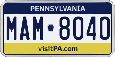PA license plate MAM8040