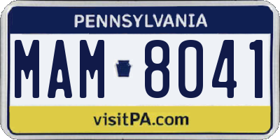 PA license plate MAM8041