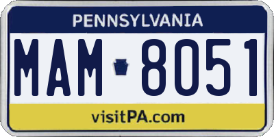 PA license plate MAM8051