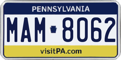 PA license plate MAM8062