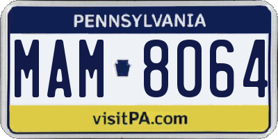 PA license plate MAM8064