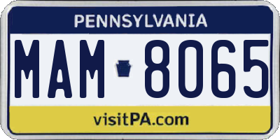 PA license plate MAM8065