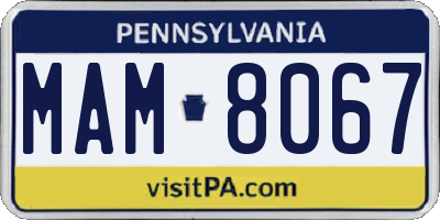 PA license plate MAM8067