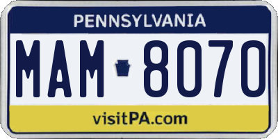PA license plate MAM8070