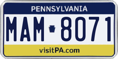 PA license plate MAM8071