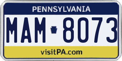 PA license plate MAM8073