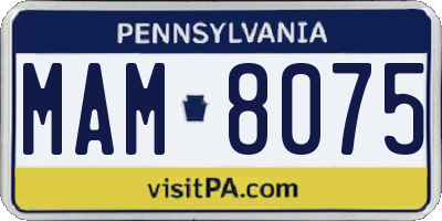 PA license plate MAM8075
