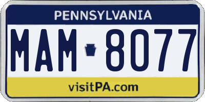 PA license plate MAM8077