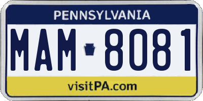 PA license plate MAM8081