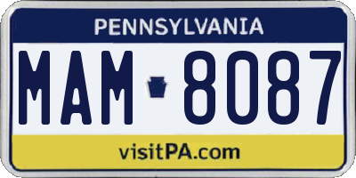 PA license plate MAM8087