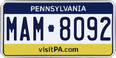 PA license plate MAM8092