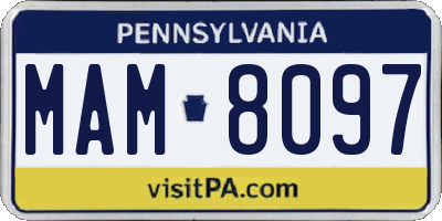 PA license plate MAM8097