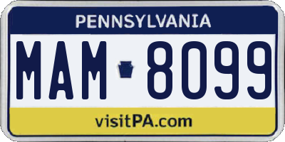 PA license plate MAM8099