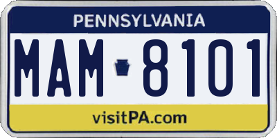 PA license plate MAM8101