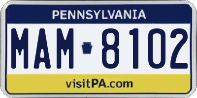 PA license plate MAM8102