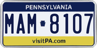 PA license plate MAM8107